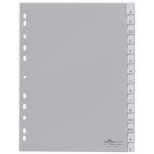 DURABLE plastic tabbladen A4, 20-delig, grijs