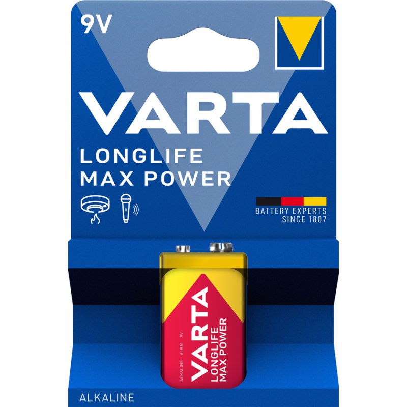 VARTA Alkaline 9V batterij Longlife Max Power E-Block