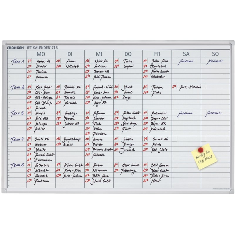 FRANKEN planningsbord weekkalender, 25 posities, 90x60cm, magnetisch