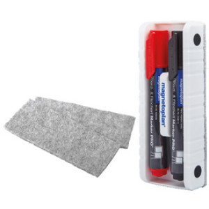 Magnetoplan magnetische bordenwisser met 2 whiteboardmarkers