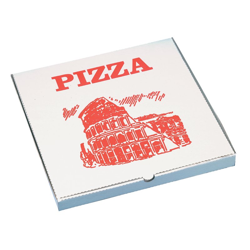 STARPAK pizzadozen vierkant 30x30x3 cm wit/rood 100 stuks