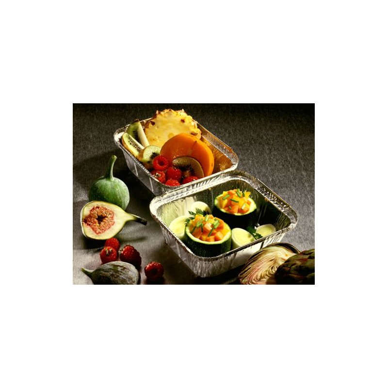 STARPAK aluminium bakje vierkant met deksel 1000 ml, 10 stuks