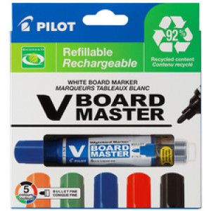 PILOT Whiteboard markers set rond 5 stuks gekleurd