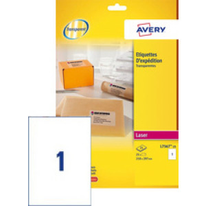 Avery verzendingsetiketten, transparant, 99,1 x 67,7 mm