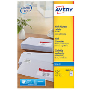 Avery mini-adresetiketten voor inkjetprinter, 38,1 x 21,2 mm.