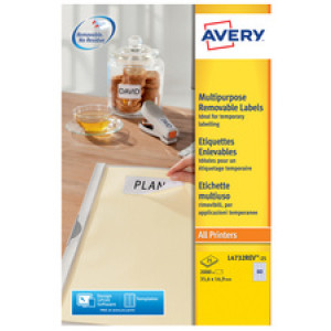 Avery Verwijderbare Multifunctionele Etiketten, 63,5 x 29,6 mm