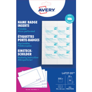 AVERY - Insteeknaambordje - 86 x 55 mm - Kleur: Wit