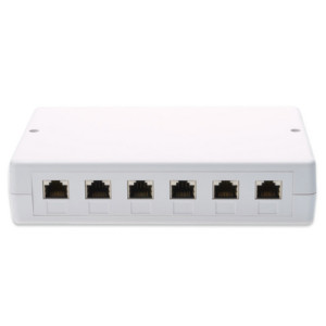 Opbouwdoos voor keystonemodules, 6x RJ45, zuiverwit.