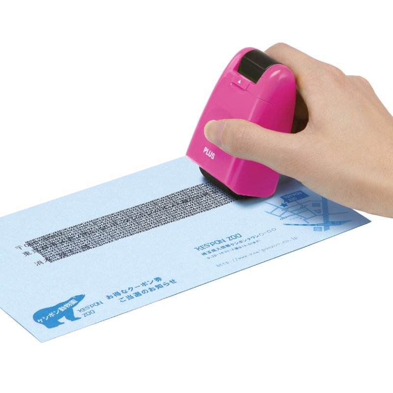 PLUS JAPAN privacystempel roller navulbaar, roze