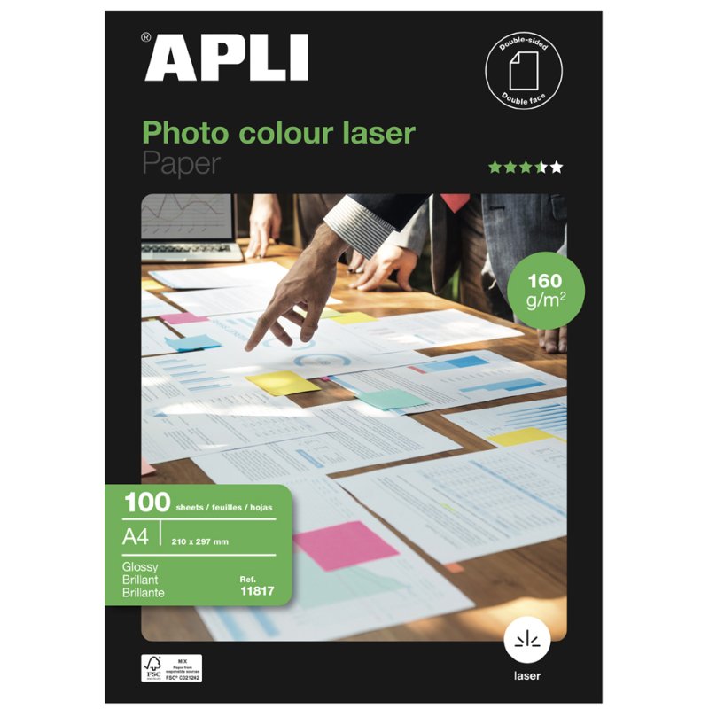 APLI Fotopapier A4 160g/m² hoogglans voor laserprinter