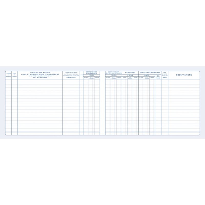 Registratieboek voor edelmetalen, 200 pagina's.
