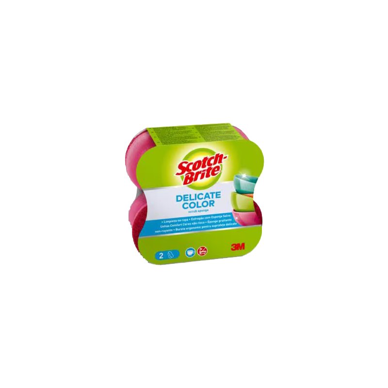 Scotch-Brite universele schoonmaakspons delicate oppervlakken, roze, 2 stuks