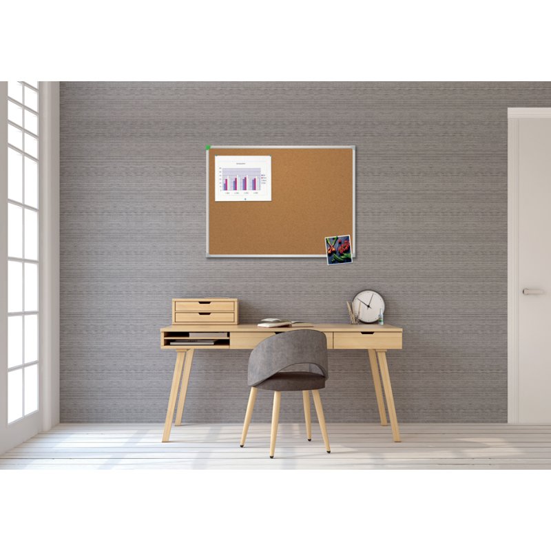 FRANKEN prikbord U-Act, kurk bruin, 1200 x 800 mm, aluminium frame