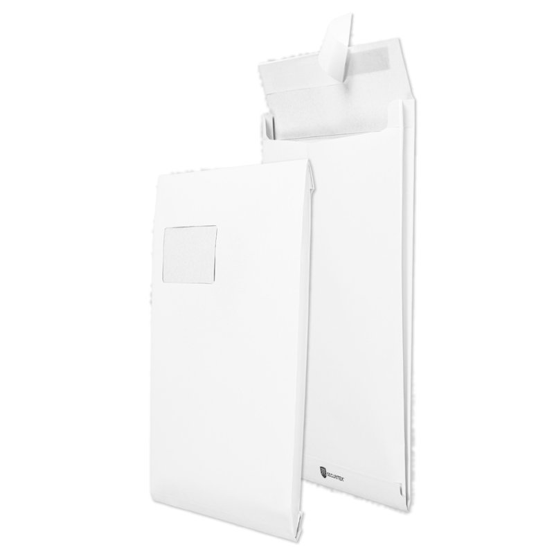 SECURITEX vouwverzendtassen C4 met venster, wit, 100 stuks