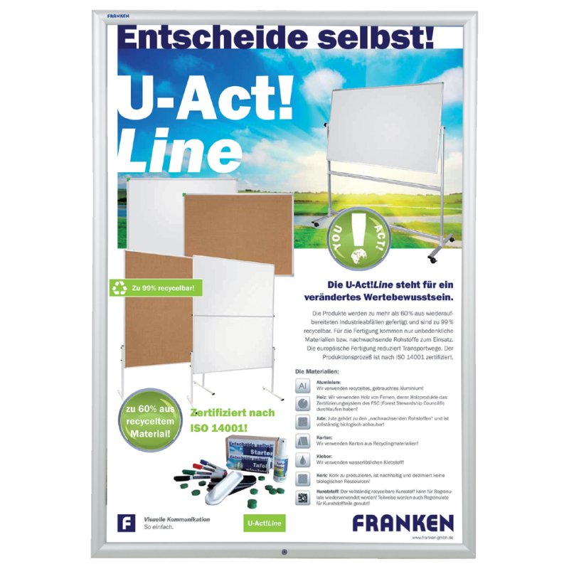 FRANKEN posterlijst Security A4, afsluitbaar, 32mm profiel