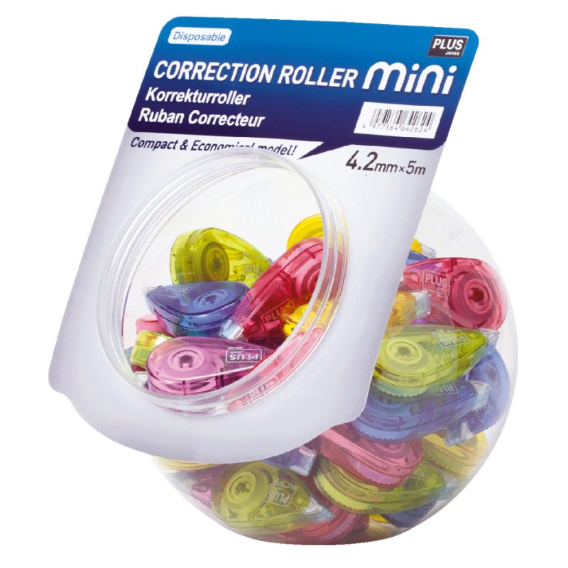 PLUS JAPAN correctieroller mini 4,2mm x 5m display 50 stuks