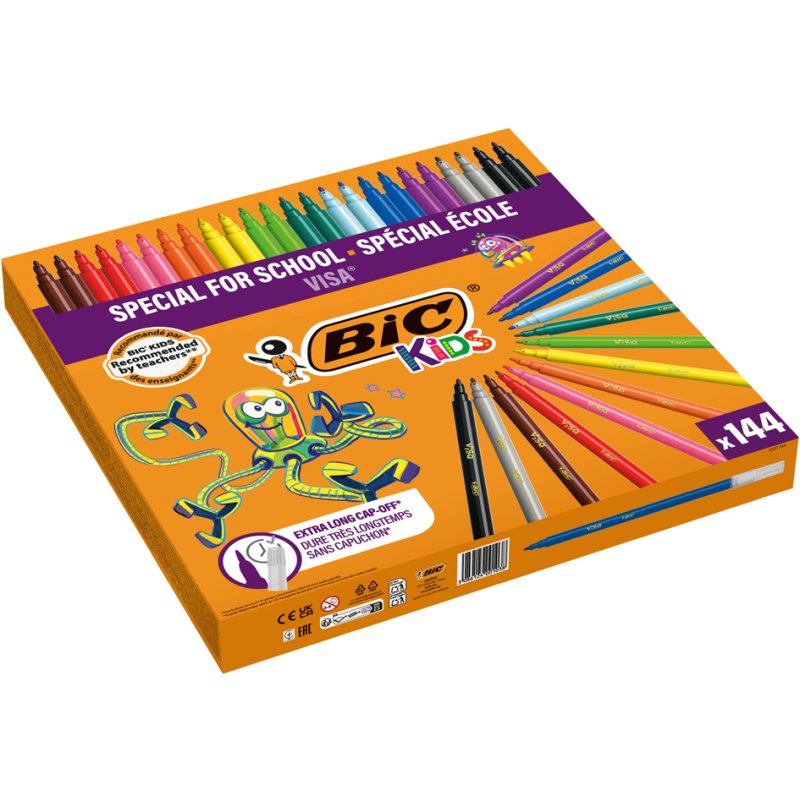 BIC KIDS Kleurvetstiften, Schoolverpakking van 144 stuks