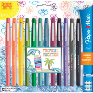 Paper Mate Flair viltstiften Tropical Vacation, 12 stuks