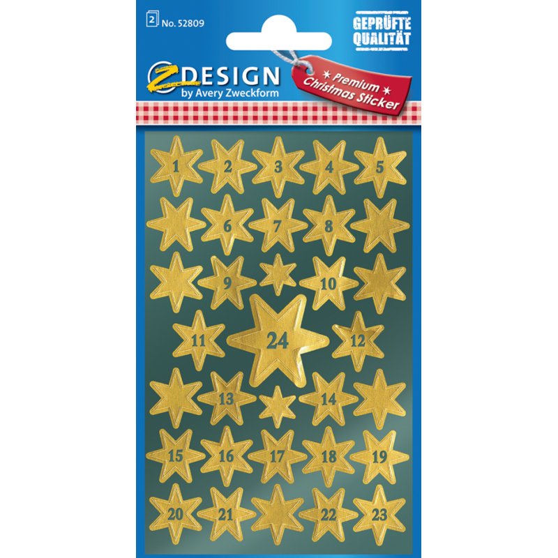 Avery Algemene Doel Adventskalenderstickers 'Sterren'