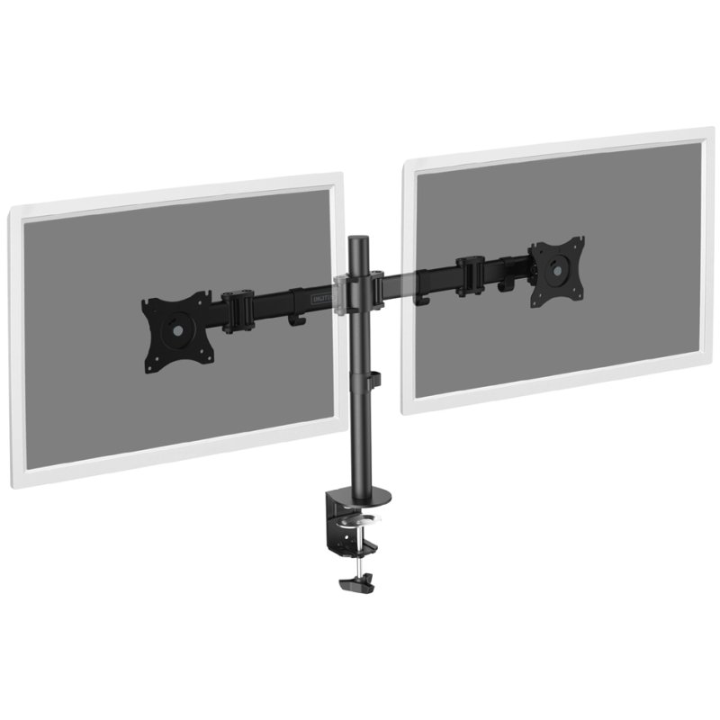 DIGITUS Universele Dual Monitorarm met klemvoet, zwart