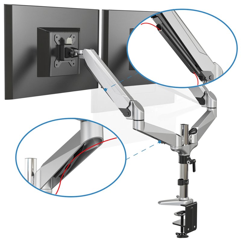 DIGITUS Dubbele monitor arm voor LCD/LED-schermen, met klemvoet