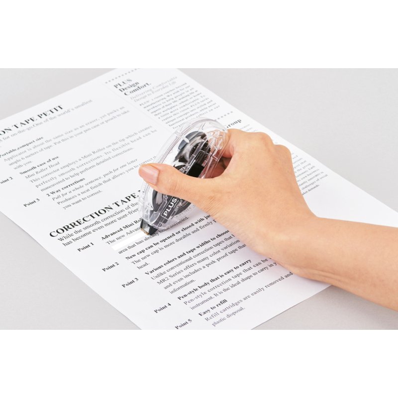 PLUS JAPAN correctieroller wegwerp 4,2 mm x 20 m zwart