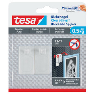 Tesa Powerstrips plakspijkers voor behang en pleisterwerk, 2,0 kg draagkracht