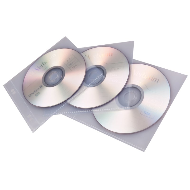 proOFFICE CD/DVD hoezen, transparant PP, voor 1 disc, 2-gaats perforatie