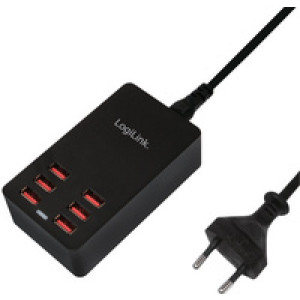 LogiLink USB-tafellader 8 poorten 44 Watt zwart