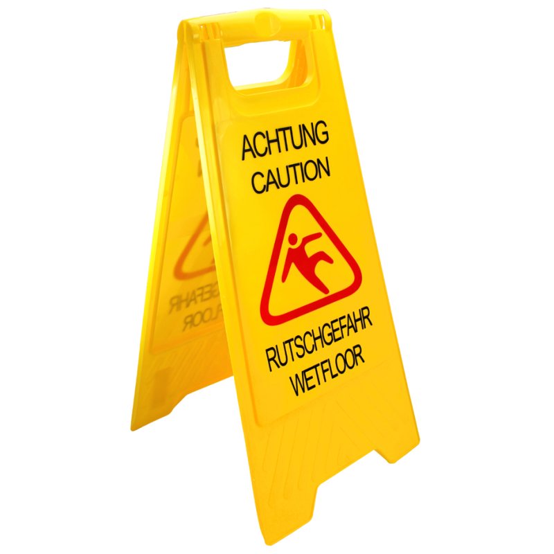 Waarschuwingsbord 'Gladde vloer', geel