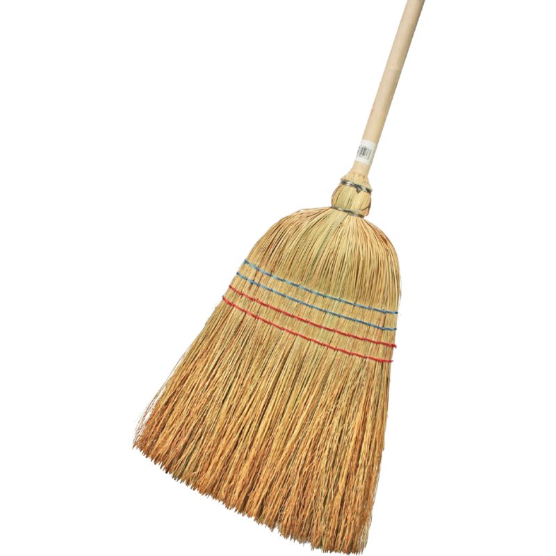 Peggy Perfect Strohbezem met houten steel, 4-naads