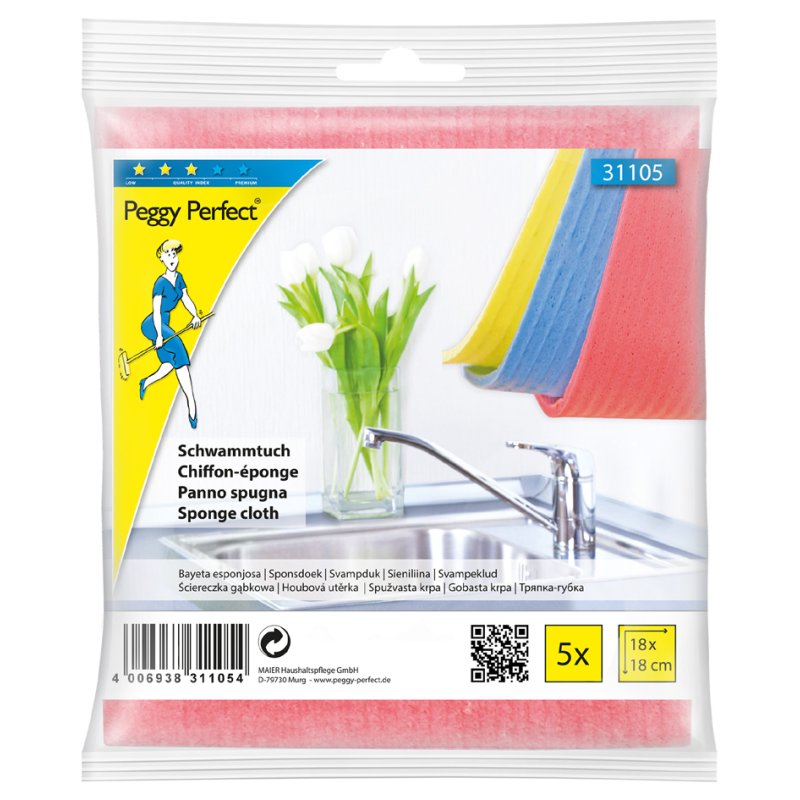 Peggy Perfect sponsdoekjes, 180 x 180 mm, 5 stuks