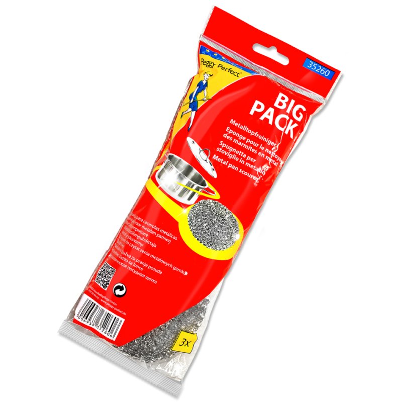 Peggy Perfect roestvrijstalen pannenreiniger, 3 stuks