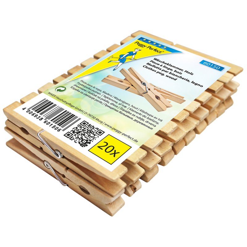 Houten wasknijpers van 100 mm, Peggy Perfect