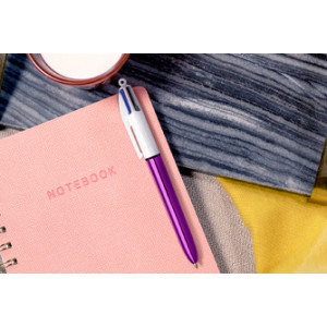 BIC 4-kleuren balpen Shine, 0,32 mm, blauw