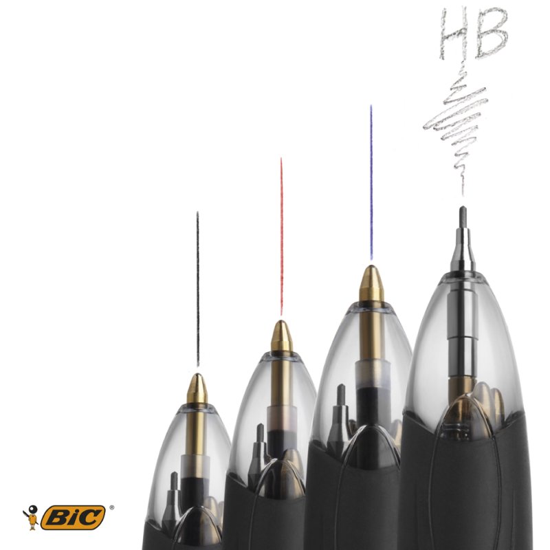 BIC 4-in-1 balpen grijs/wit met potlood
