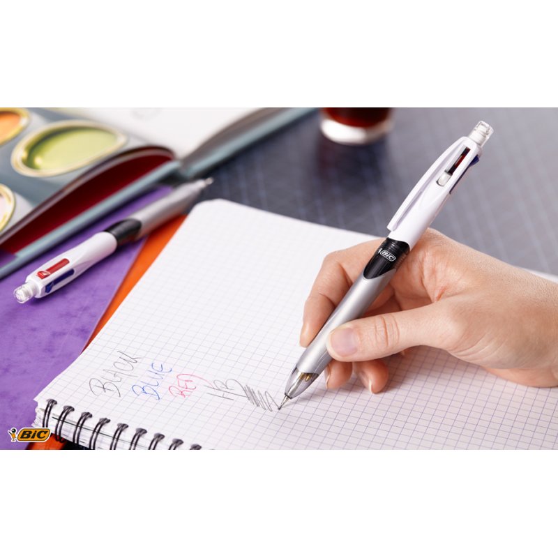 BIC 4-in-1 balpen grijs/wit met potlood