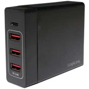 LogiLink USB-oplader 4-poorts 60W zwart bureaumodel