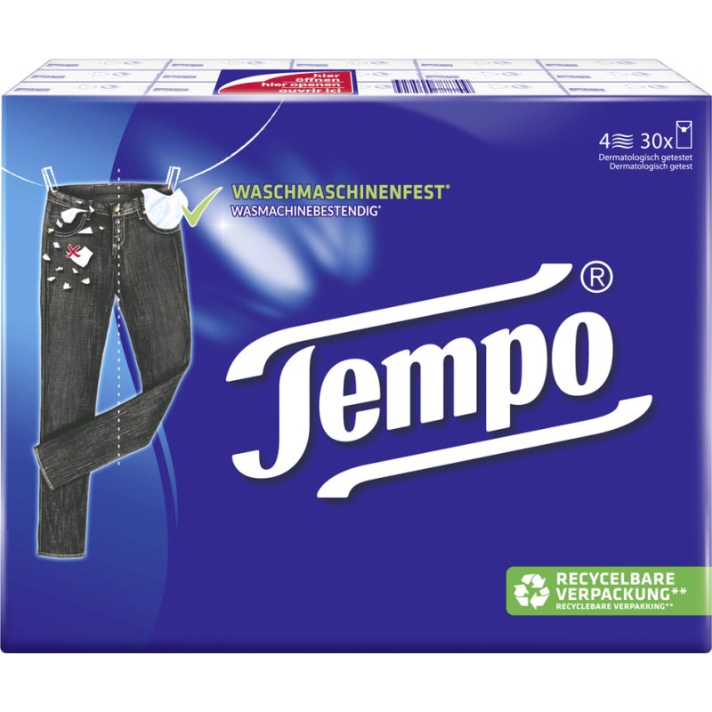 Tempo Tissues Klassiek, 4-laags, wit, 15 stuks