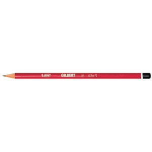 BIC ronde potloden HB, rood gelakt.