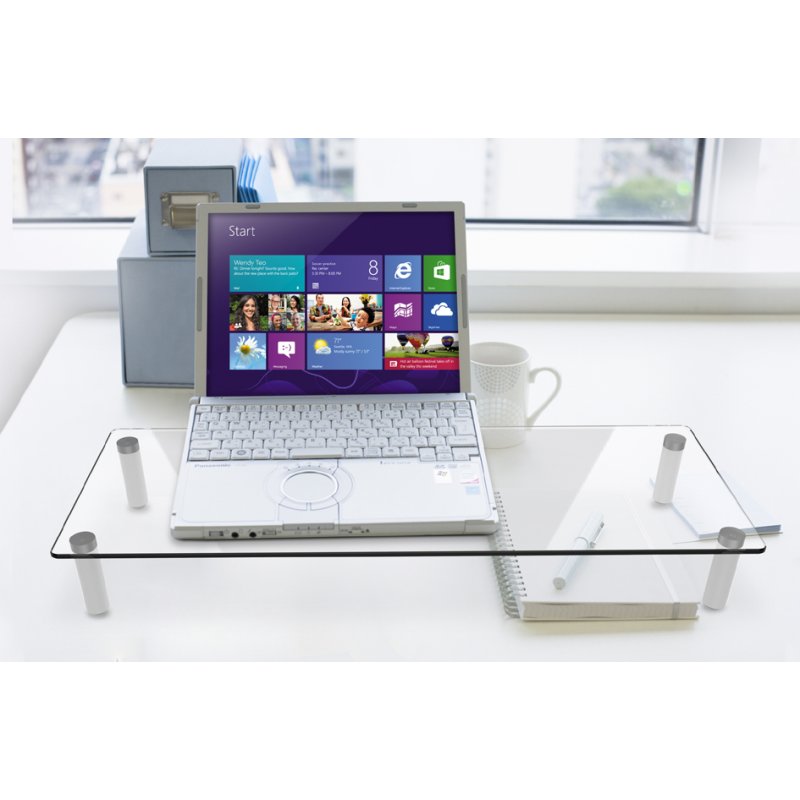 DIGITUS monitorstandaard glas wit