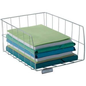 Metalen draadmandje 'CORGM' voor A4 papier, verchroomd - hoog model