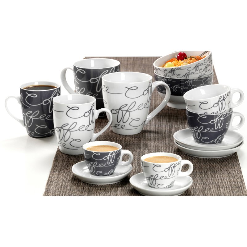 Ritzenhoff & Breker koffiemok Cornello 330 ml porselein wit/grijs 6 stuks