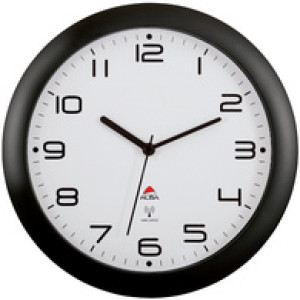 ALBA radiogestuurde wandklok zwart 30cm