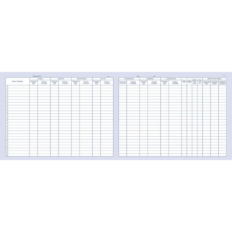 Weekagenda voor de 35-urenweek.