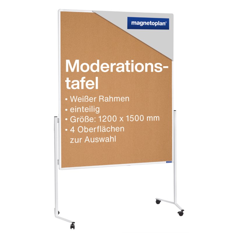 magnetoplan moderatietafel Moderat120x150, naturkurk, wit aluminium frame, 1200 x 1500 mm