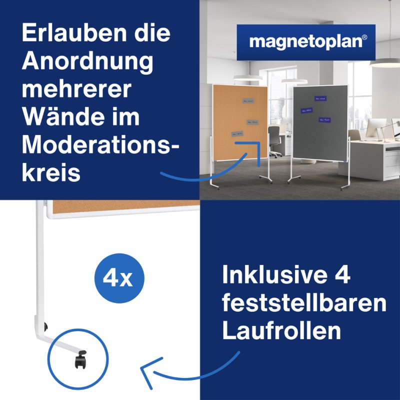 magnetoplan moderatietafel Moderat120x150, naturkurk, wit aluminium frame, 1200 x 1500 mm