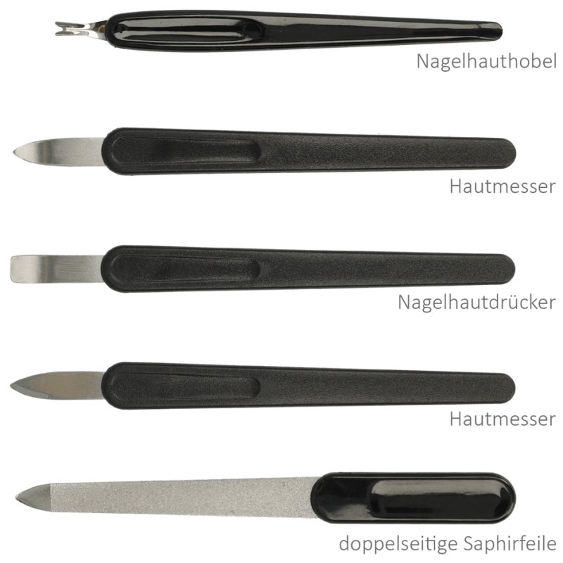 Clauss manicureset, in lederen etui, 10-delig, zwart