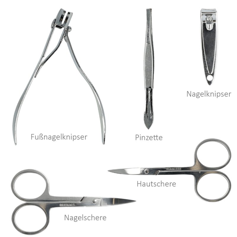 Clauss manicureset, in lederen etui, 10-delig, zwart