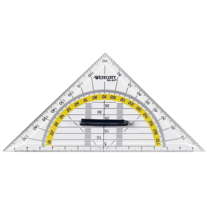 WESTCOTT geometriedriehoek met handgreep, hypotenusa 140 mm